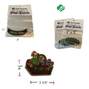 GIRL SCOUTS Iron-On FUN Patches Lot of 4 NWT Never Opened Vintage